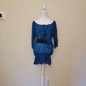 COPY - Ceres Y2K Blue Shirt with Belt, Size M, $25-NEW